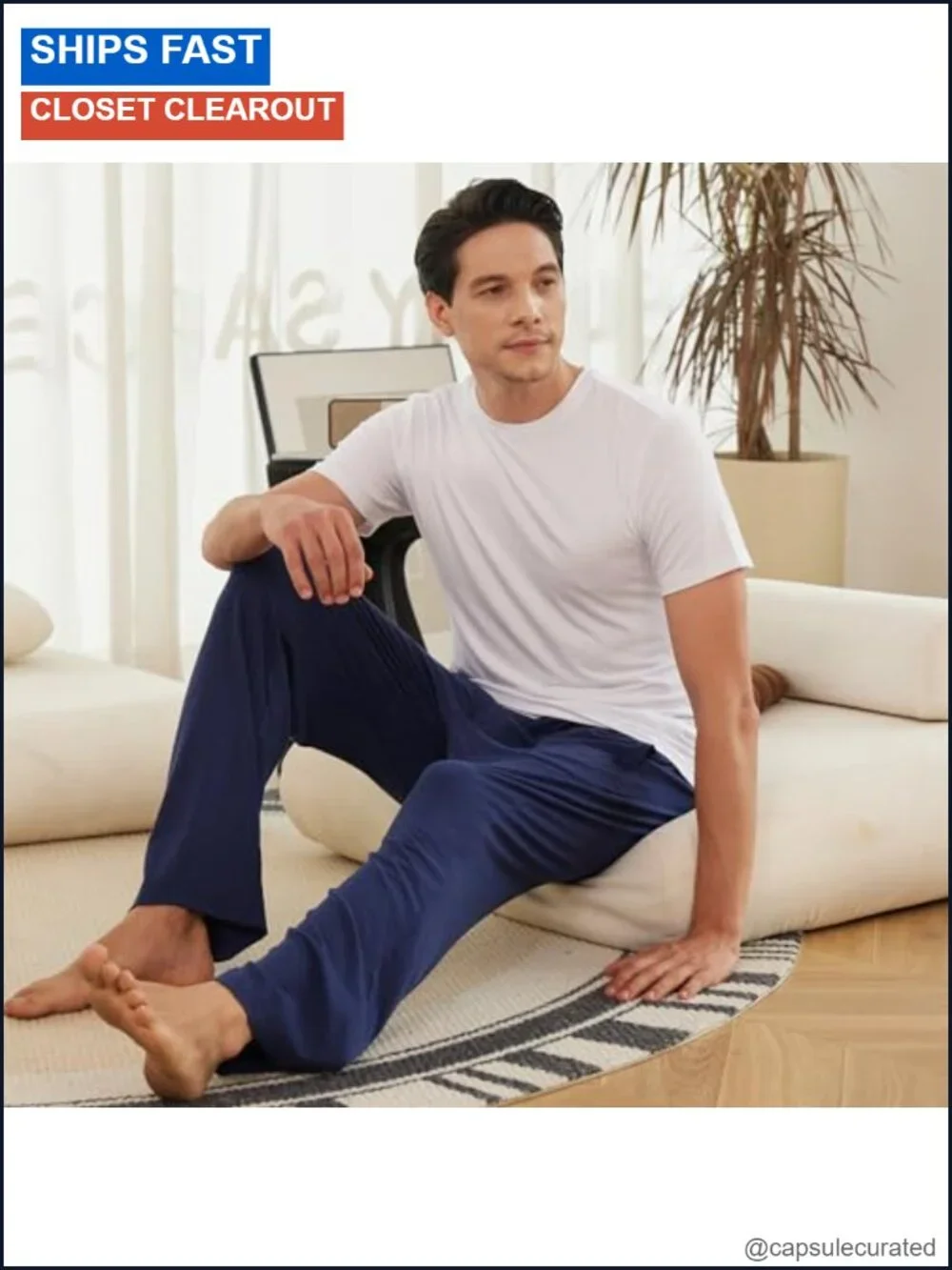 Men's Pajama Pants with Pockets - Bamboo Viscose Cotton Spandex Blend